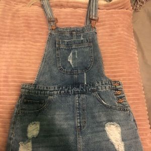 Jean skirt overalls